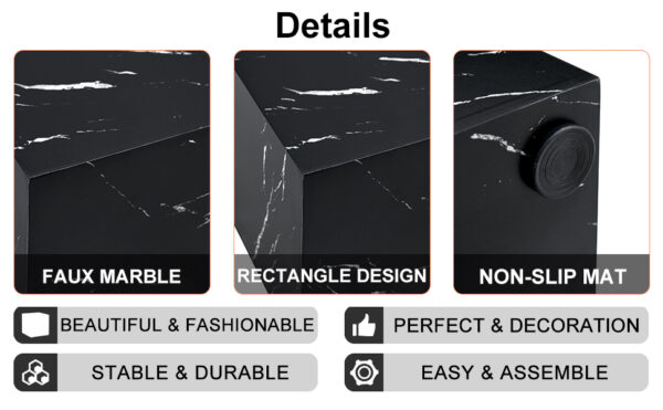 05d03f93d56143fbb14b68953082aa2f_6a6b0df6513a17e9ef1afde1da67cc4d 15.7*15.7*15.7 Inch Black Marble Texture MDF Coffee Table - Luxurious Design, Perfect Living Room Accent.Cube fashion texture design coffee table, suitable for various situations and scenes.