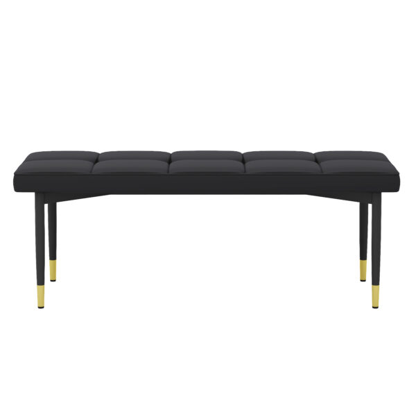 05f241390d944c509ab341c0bc0c9245_575c8d5b68c103f437f3e1583f4959d5 47*16 Inch Multifunctional Black Shoe Bench - Faux PU Cushion, Sturdy Metal Legs With Gold Accents.Suitable For Bedroom,Fitting room, Storage room, Dining room, and Living room,etc.