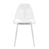 Transparent and stylish ergonomic dining chair unlocks a new experience of lightweight fashion, comfort, and stability. Transparent seat cushion, silver metal legs. One box of three.