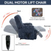 Dual Motor Heat Massage Infinite Position Up to 350 LBS Electric Power Lift Recliners with Power-Remote, Medium-firm and Heavy Duty, Blue