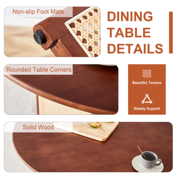 Chinese countryside retro solid wood round table, simple modern imitation rattan table, wooden table, desk. Suitable for dining room, living room, office