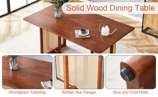 067ff30c001c4dbd853d8780f5e184d6_d4e93811d255baabed09f437af3b4b92 Chinese country retro solid wood dining table,simple modern imitation rattan dining table.Suitable for dining room, living room, office.Natural Style Walnut Solid Wood Dining Table.