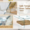 31.4 Inch Modern Two-Tier Square Coffee Table -An Elegant Combination of Clear Glass and Light Wood Texture Sticker.It can be used not only as a coffee table but also as a side table or display stand.