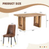 Table and chair set.64.5 x 35.4 Inch Stylish Wood Color Textured Dining Table.Paried With 4 BrownTechnology-Fabric Dining Chairs.Suitable for kitchen,Dining room,etc.