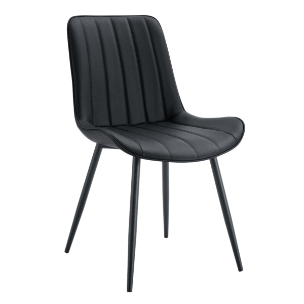 06b67a2b2aff4647a922f9eecfbaf6f1_6401578536e7afd95df7cfda4a02aa13 Extended Seat Cushion PU Black Dining Chair Set - Four Pieces,Ergonomic Design.Smooth line design,Integral metal leg structure,Can integrate well into various modern home decoration styles.