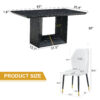 Table and chair set.Black Marble Pattern MDF Dining Set - 63"x35.4" with 4 White PU Chairs With a Widened Backrest Design.Giving you a luxurious feel.