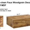 Modern MDF coffee table with wood texture pattern -39.37x23.62x11.81 inches - stylish and durable design