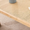 Modern and minimalist rectangular rattan tabletop with rubber wooden legs, imitation rattan woven Chinese side table, suitable for small rectangular tables in living rooms, dining rooms, and bedrooms