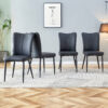 Modern Black PU Chair Set - Four Pieces, The backrest has a vertical and smooth line design.Suitable for placement in kitchen, living rooms, and other venues.W1151116744