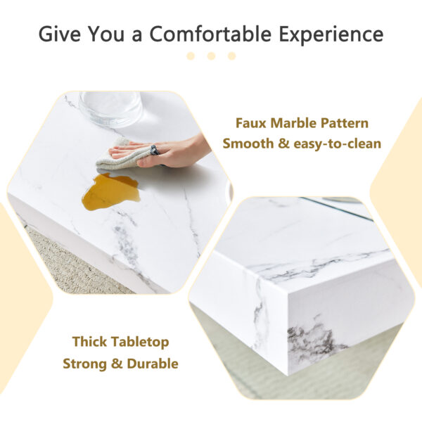 072bd1a7759c499ba13a4043a2670d86_c5336002cf2500712536965640e2c6c3 43.3"x23.6" White Marble-Patterned MDF Coffee Table with Tempered glass legs.Suitable for Living Room.It can be used not only as a coffee table but also as a side table or display stand.