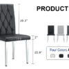 4 piece set of black armless dining chairs brings a touch of elegance and mystery to the dining area with its deep black tone,The grid and buckle design of the back add a vintage yet fashionable touch