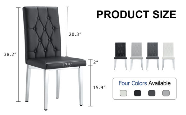 072f27b784714c69bde98805556d946b_20240318_28f51fc41f54a6eef3aeaac43ae362fc 4 piece set of black armless dining chairs brings a touch of elegance and mystery to the dining area with its deep black tone,The grid and buckle design of the back add a vintage yet fashionable touch