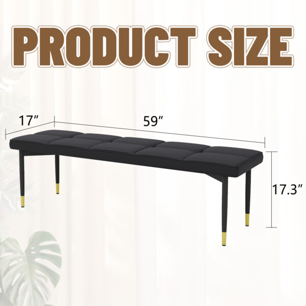 07745b4d650d4b79b7f67bfa35c5c304_dae90a96cb18482ae69c8cfb1f842bda 59*17 Inch Multifunctional Black Shoe Bench - Faux PU Cushion, Sturdy Metal Legs With Gold Accents.Suitable For Bedroom,Fitting room, Storage room, Dining room, and Living room,etc.