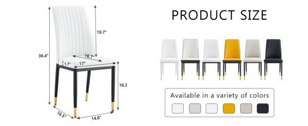 0780ff0ad7784fb99ac6d4ec1fa177a6_4e7ee0c07866f25117d618b550f348d9 4 Dining Chair Set, White Dining Chair Set, PU Material High Back Seat and Sturdy Black Leg Chair for Dining Room, Kitchen and Living Room c-010