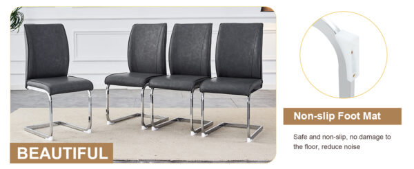 07e02bf98f0946cfb118be246b9c5e95_bec3e85a05027dc0e7f5f7b1e8f8d5df Table and chair set.Hourglass-Shaped Stable Small Round Table -31.9" * 31.9" With 2 Soft and Comfortable Dark Gray PU Chair With Arched Metal Silver Leg.Create Your Exclusive Low-Key Luxury Space.