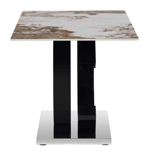07edb75e893c4ef181e016e4c18efcf5_9db5eeb494275c71f3a486b0ae1285b4 Table and chair set.63*31.5 Inch Pandora Pattern Sintered Stone Dining Table Set,MDF material OC shaped bracket,Paired With 2 Benches,A Choice of Subtle Luxury for Modern Homes.
