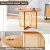 Chinese countryside retro solid wood round table, simple modern imitation rattan table, wooden table, desk. Suitable for dining room, living room, office