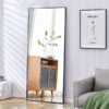 Fourth generation black solid wood frame full-length mirror, dressing mirror, bedroom porch, decorative mirror, clothing store, floor standing large mirror, wall mounted. 71 "* 31.4"