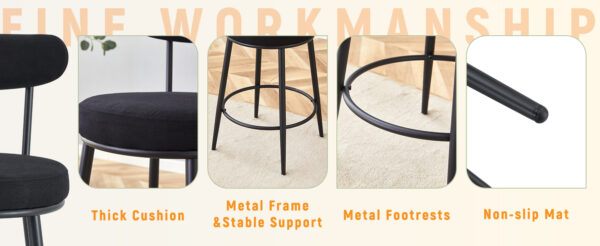 0851dc4585d24f7a9177781c13e9419f_45ec4297cc901e5010ee10684dcbd056 Fashionable and Comfortable - Two Sets of Ergonomic High Legged Bar Chairs, With Black Breathable Fabric Cushions And a Total Height of 35.5 Inches.Pack two in one box.
