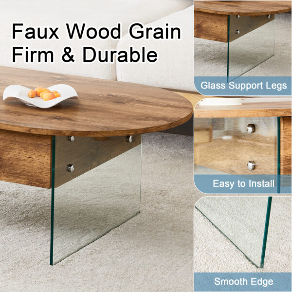 0852ed1d74c84cfd92d21c54966c3ca8_e7ee46612a4d6cb74426974f010a4e4f Coffee table with double drawers. The board surface is MDF sticker, and both sides are transparent tempered glass. The design is simple and elegant, with excellent storage functions.