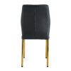 Luxury Simple Chair - Set of 6 BLACK PU Material High Resilience Dining Chair with Metal Gold Leg.The Chair Back Has a Vertical Stripe Design With Smooth And Uniform Lines.