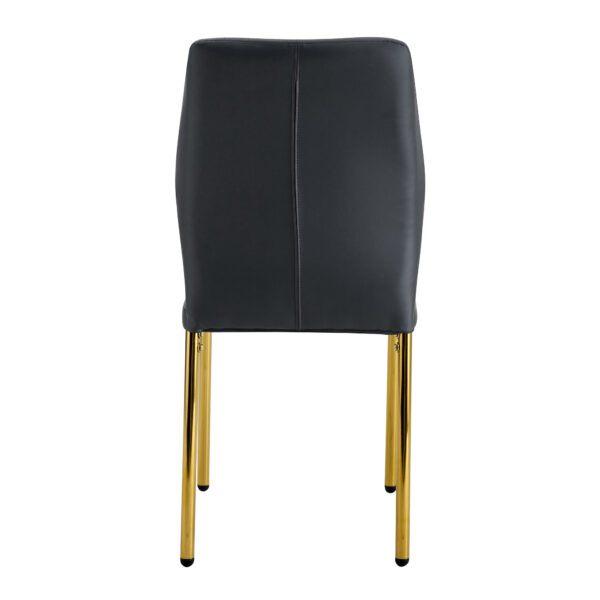 0853ad492be7456993f415545a4a18a9_5335cea3a1d3343de7954c322b49e371 Luxury Simple Chair - Set of 6 BLACK PU Material High Resilience Dining Chair with Metal Gold Leg.The Chair Back Has a Vertical Stripe Design With Smooth And Uniform Lines.