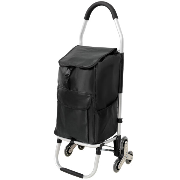 086c6dd8b7344c3484acbc57478204b3_b7f0cd5ba9bee84ce746319808c8a21b Shopping Stair Trolley with Wheels,Trolley Black Foldable Shopping Cart,Removable Shopping Oxford Waterproof Bag,Stainless Steel Triangular Wheels, Black