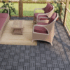 30 PCS Interlocking Deck Tiles Checker Pattern, 12" x 12" Square Light Gray Acacia Hardwood Outdoor Flooring for Patio, Bancony, Pool Side,...