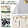 Transparent and stylish ergonomic dining chair unlocks a new experience of lightweight fashion, comfort, and stability. Transparent seat cushion, silver metal legs. One box of three.