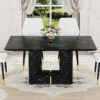 Table and chair set.Black Marble Pattern MDF Dining Set - 63"x35.4" with 4 White PU Chairs With a Widened Backrest Design.Giving you a luxurious feel.
