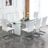 Large modern rectangular table with 0.4 inch patterned tabletop and large MDF table legs, suitable for kitchen, dining room, and living room 71 "* 35.4" * 30 "