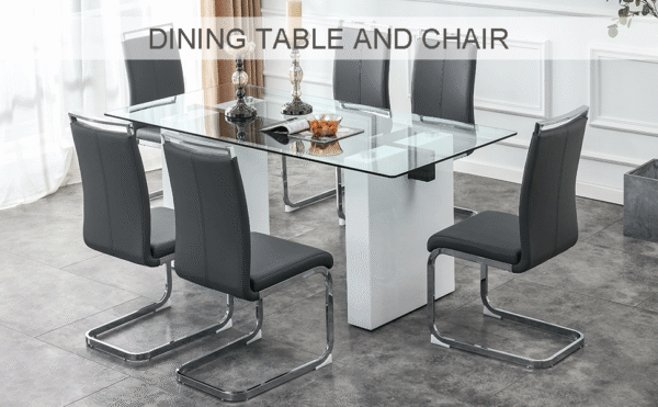 08ee546139384f01b7416d7a49da3fd2_9d93b69dc8ffc03af15b4f4fd3d722b1 Large modern rectangular table with 0.4 inch patterned tabletop and large MDF table legs, suitable for kitchen, dining room, and living room 71 "* 35.4" * 30 "