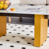 Modern minimalist  Tempered glass with sticker desktop coffee table and dining table, paired with golden MDF decorative columns. Computer desk. Game table. CT-1546