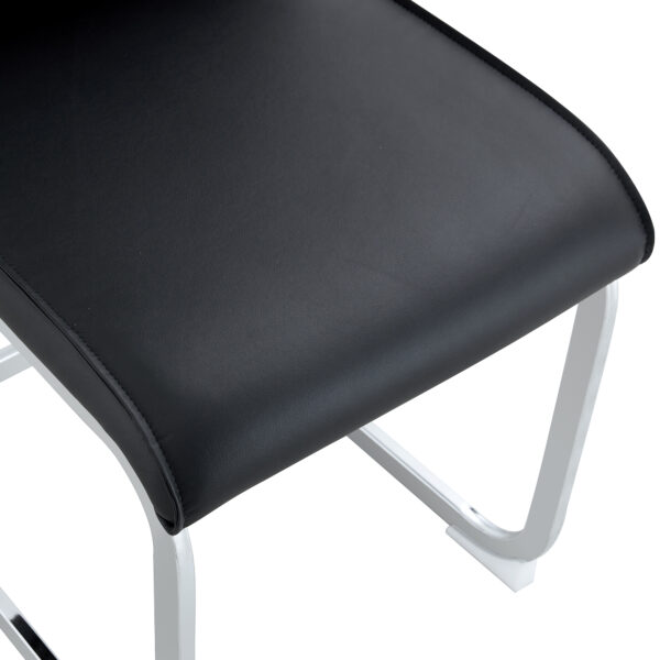 09405940e2f44a4a986f79903537cb44_5fcbd250d3f50b1fe945591904af4677 Luxury Simple Arch Chair - Set of 4 Black PU Material High Resilience Dining Chair with Arched Metal Silver Leg.