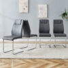 Modern Dining Chairs with Faux Leather Padded Seat Dining Living Room Chairs Upholstered Chair with Metal Legs Design for Kitchen, Living, Bedroom, Dining Room Side Chairs Set of 4 (Grey+PU)C-001