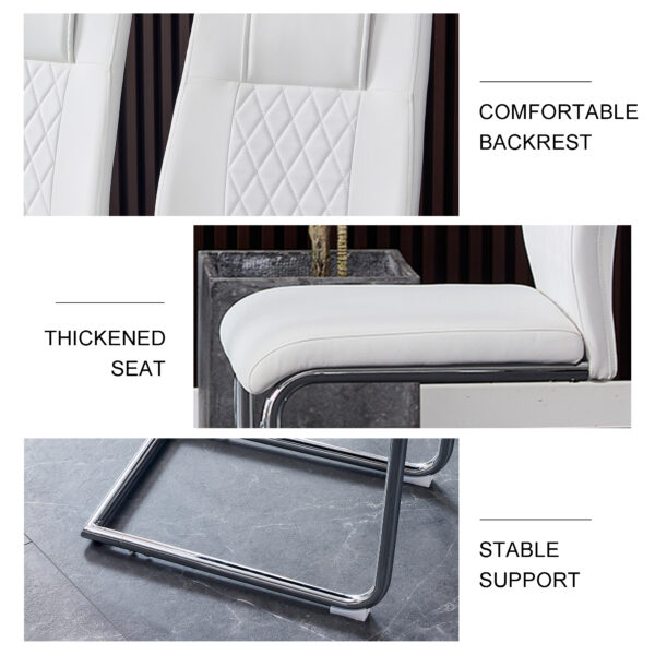 095ab386efa84218aa8e7ffcd9bdd970_20230131_93353bfff44cc4f9ab6a8839bc956566 Modern Dining Chairs with Faux Leather Padded Seat Dining Living Room Chairs Upholstered Chair with Metal Legs Design for Kitchen, Living, Bedroom, Dining Room Side Chairs Set of 4 (White+PU )C-001