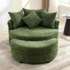 Orisfur. 360° Swivel Accent Barrel Chair with Storage Ottoman & 4 Pillows, Modern Chenille Leisure Chair Round Accent for Living Room, Green