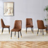Brown Suede-like Velvet Dining Chair Set (Four-Pack)Black Metal legs,dinning chairs,brown.