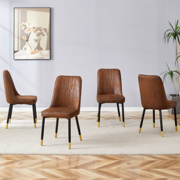 09ac621c89c44658a8afbc5848408715_2ce207245168285e6d87c31a07e0b6a5 Brown Suede-like Velvet Dining Chair Set (Four-Pack)Black Metal legs,dinning chairs,brown.