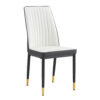 4 Dining Chair Set, White + Grey Dining Chair Set, High Back Seat in PU Material and Sturdy Black Leg Chair for Dining Room, Kitchen and Living Room c-010