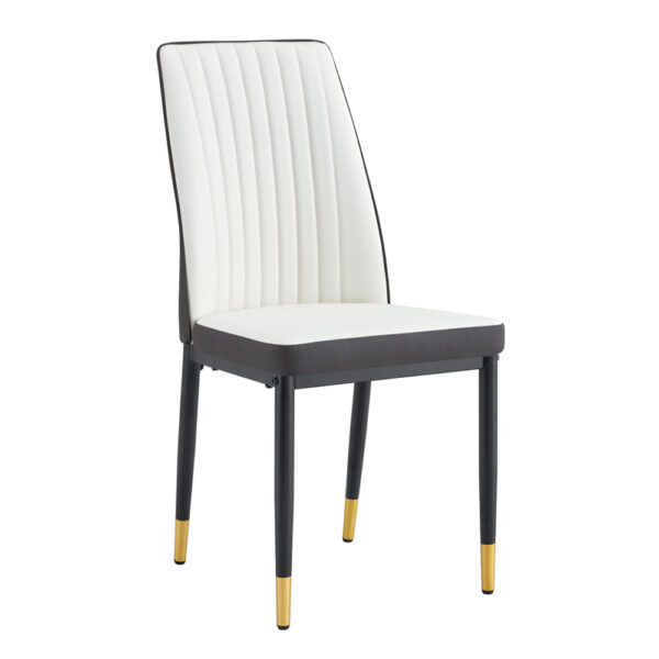 09da182ee21f43e5b34bf31e2d61bb7c_54aa8e7a2efb9cc9a95f4c3a7b826d63 4 Dining Chair Set, White + Grey Dining Chair Set, High Back Seat in PU Material and Sturdy Black Leg Chair for Dining Room, Kitchen and Living Room c-010