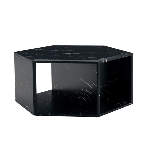0a03ad0c0b304ff19660adc6447657da_0ad590410e4fb1133fc9a925f82c3d34 Hexagonal MDF coffee table, characteristic pattern stickers, multi-hole design to give more storage space, simple and convenient design makes it suitable for all kinds of style scenes.