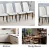 4 Dining Chair Set, White Dining Chair Set, PU Material High Back Seat and Sturdy Black Leg Chair for Dining Room, Kitchen and Living Room c-010