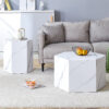 Modern minimalist style hexagonal white marble patterned MDF coffee table set (two-piece set) .Complex texture patterns, style and texture coffee table to redefine your interior decoration.