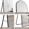 The 4st generation of floor mounted full length mirrors. Aluminum alloy metal frame arched wall mirror, bathroom makeup mirror, bedroom porch, clothing store, wall mounted.Black 59.8 "*16.5"W115112560