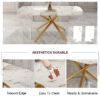 Table and chair set, large modern minimalist rectangular dining table, 0.39-inch imitation marble tabletop and golden metal legs, soft leather seats. F-1537