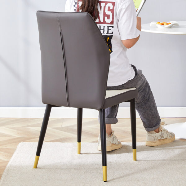 0a7ba2fc73624fd2a04e2ebed74907c6_391112795f16e7ec45bf99dce8623e98 8 modern dining chairs with stylish PU patterned backrest and black metal legs for a comfortable home experience in the kitchen, bedroom and office.