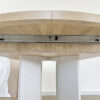 Dining Table for Farmhouse Kitchen 59x43 Inch Expandable Oval Table Top with Removable Leaf Trestle X Shaped Base White