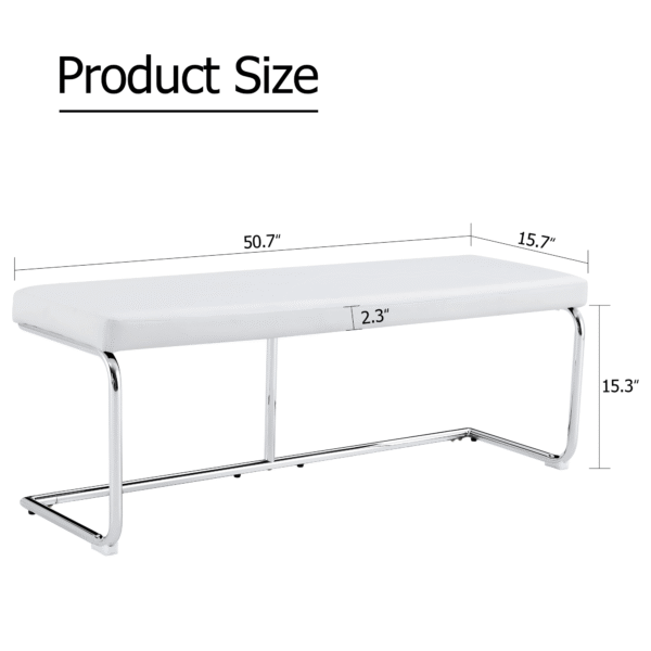 White shoe changing stool, silver metal legs, sofa stool dining chair, suitable for bedroom ,fitting room, storage room, dining room, living room. 005