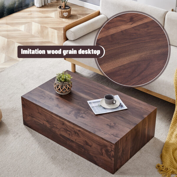 0ad88b6090054d64af1ae2090a765026_38b60af283ca2fa3da147b98bab0e106 39.3*23.6*12 Inch Walnut Wood Grain MDF Coffee Table - Luxurious Design, Perfect Living Room Accent.Fashion texture design coffee table, suitable for various situations and scenes.